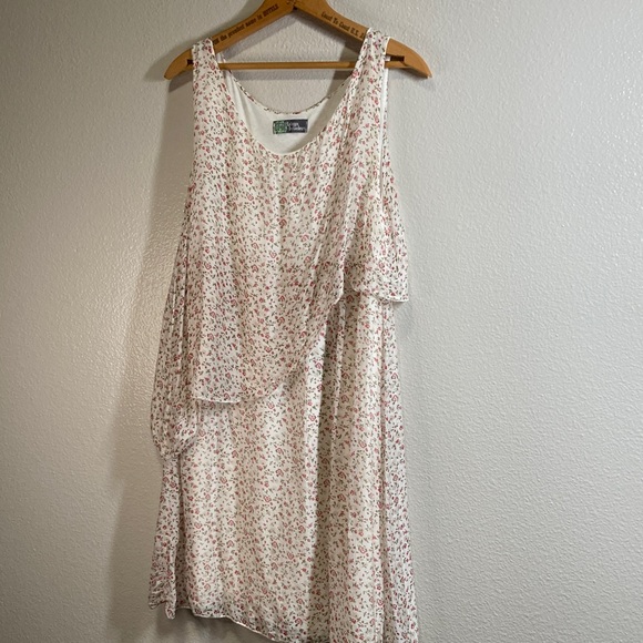 Vintage Le Temps Des Couleurs Romantic Ditsy Floral Asymmetric Silk Dress Sz S - Picture 5 of 10